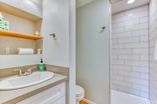 a bathroom with a sink and a shower at Gorge View in Stevenson