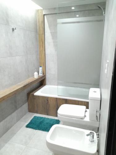 a bathroom with a toilet and a bath tub at Apartamento Nuevo a Estrenar in Buenos Aires