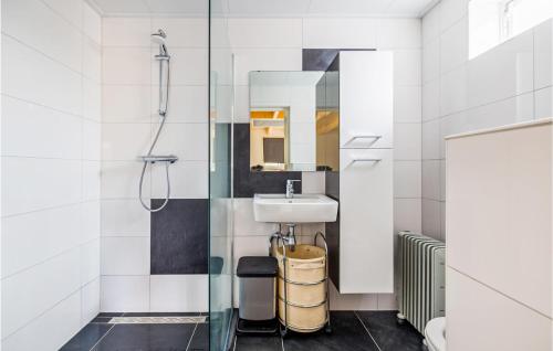 y baño con lavabo y ducha. en Cozy Home In Tiendeveen With Wifi, en Tiendeveen