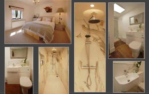 a collage of pictures of a bedroom and a bathroom at Church Farm Bed and Breakfast 