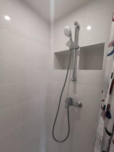 a shower with a blow dryer in a bathroom at L'autre Cachette Secrète in Choisy-le-Roi