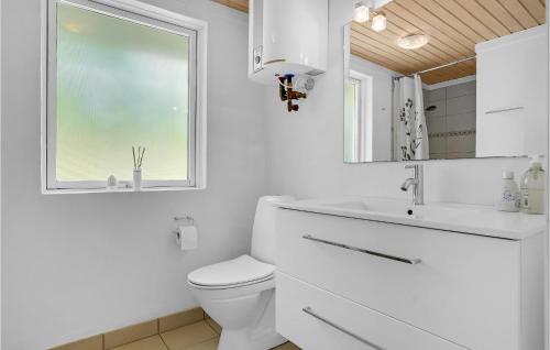 ホにあるBeautiful Home In Blvand With 3 Bedrooms And Wifiのバスルーム(トイレ、洗面台付)、窓が備わります。