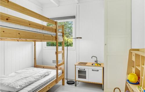 ティスヴィレライにある4 Bedroom Beautiful Home In Tisvildelejeの小さなベッドルーム(二段ベッド1組、デスク付)
