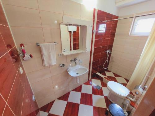 a bathroom with a toilet and a sink at Apartments Nikolić in Soko Banja