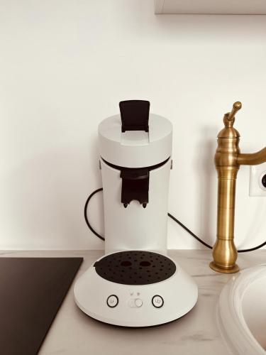 a coffee maker sitting on a counter next to a sink at Studio 3 du SPA Célinie in Warcq
