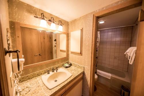 a bathroom with a sink and a mirror at Iron Horse Building C Unit 1023 in Winter Park