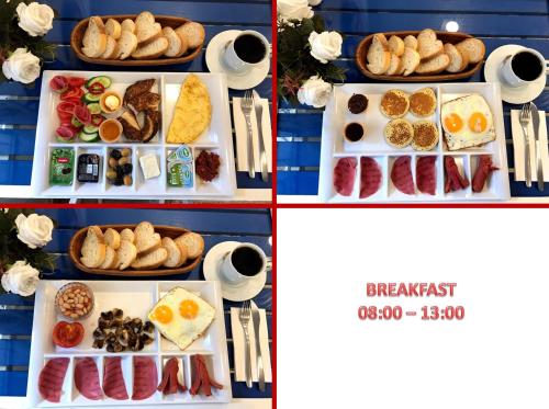 duas imagens de diferentes tipos de alimentos em pratos em Istanberry - Berry Life Apartments em Istambul
