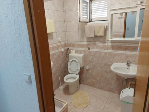 a bathroom with a toilet and a sink at MIRKO DIVING CENTER in Rab