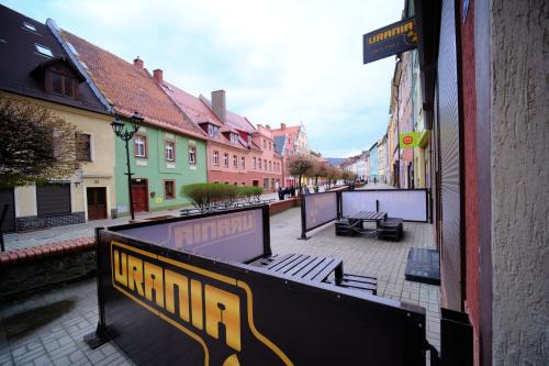 a view of a street in a town with buildings at Urania KOWARY Apartamenty in Kowary