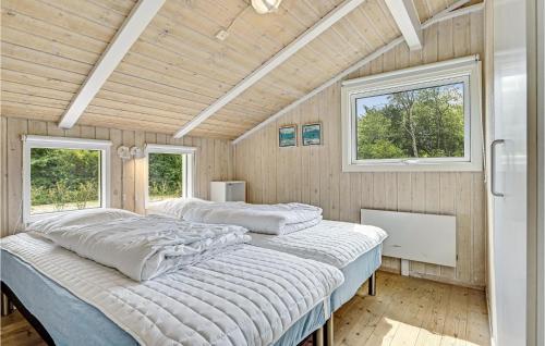 - 2 lits dans une chambre avec 2 fenêtres dans l'établissement Nice Home In Ebeltoft With Indoor Swimming Pool, à Ebeltoft