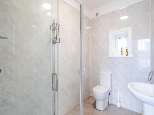 a bathroom with a shower and a toilet and a sink at Two - Uk43700 in Saint Annes on the Sea
