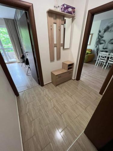 a hallway with a view of a living room at Sandanski Apartments Top Center in Sandanski