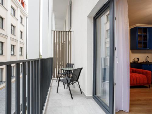 Μπαλκόνι ή βεράντα στο Luksusowy apartament z sauną