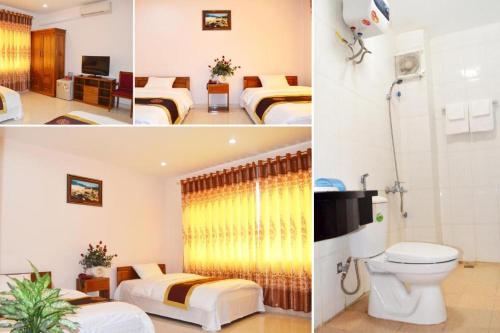 ein Hotelzimmer mit 2 Betten und einem WC in der Unterkunft HOTEL LAO CAI 33C CÁT LINH in Hanoi
