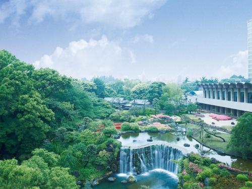 a view of a waterfall in a park at Hotel New Otani Tokyo Garden Tower in Tokyo