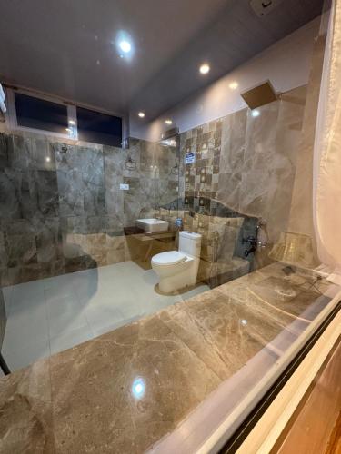 a bathroom with a toilet and a sink at Raku Guest house in Leh