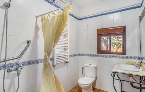a bathroom with a shower and a toilet and a sink at Gorgeous Home In Prado Del Rey With Outdoor Swimming Pool in Prado del Rey