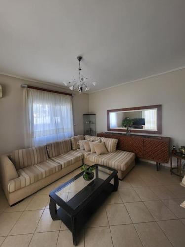 - un salon avec un canapé et une table basse dans l'établissement Konstanz apartment, à Markopoulon