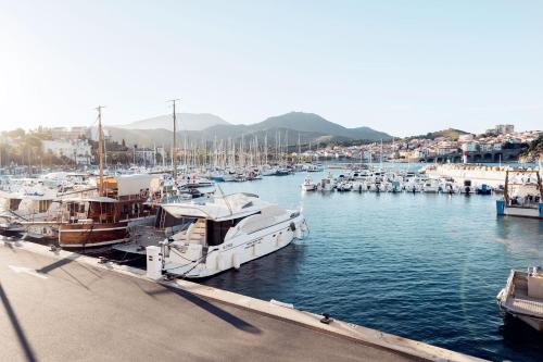 a bunch of boats docked in a harbor at Côté Thalasso Hôtel & Spa Marin in Banyuls-sur-Mer