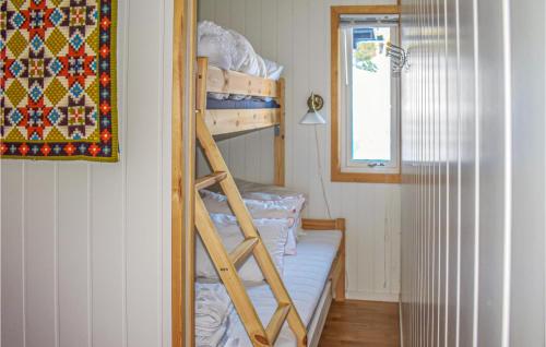 a bunk bed in a small room with a ladder at 1 Bedroom Lovely Home In Flesberg in Lampeland