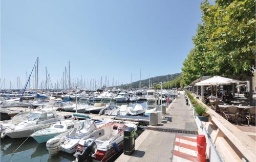 Une bande de bateaux amarrés dans un port de plaisance dans l'établissement Awesome Apartment In Vallauris, à Vallauris