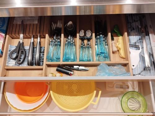 a drawer filled with lots of utensils at Nido al Mare in Bonassola