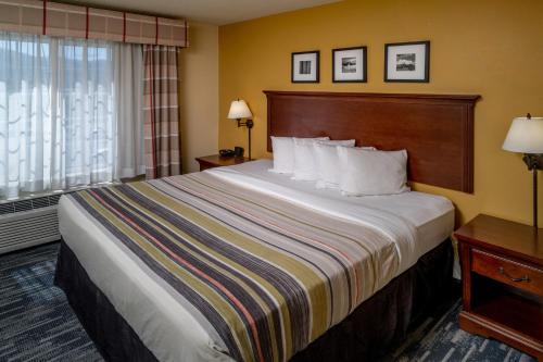 查爾斯頓的住宿－南查爾斯頓江山旅館套房酒店，一间设有大床和窗户的酒店客房