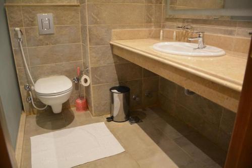 a bathroom with a sink and a toilet at Golden Jewel Ismailia Resort in Ismailia