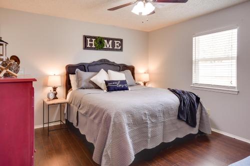a bedroom with a bed and a ceiling fan at Pet-Friendly Vacation Rental with Yard in Canyon in Canyon