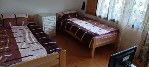Kursumlijska BanjaにあるKursumlijska banja apartman 4+1のベッドルーム1室(ベッド2台、ドレッサー付)