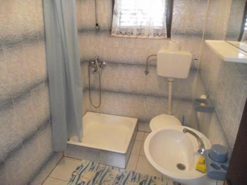 uma pequena casa de banho com WC e lavatório em Apartments Marija - seaview em Novi Vinodolski