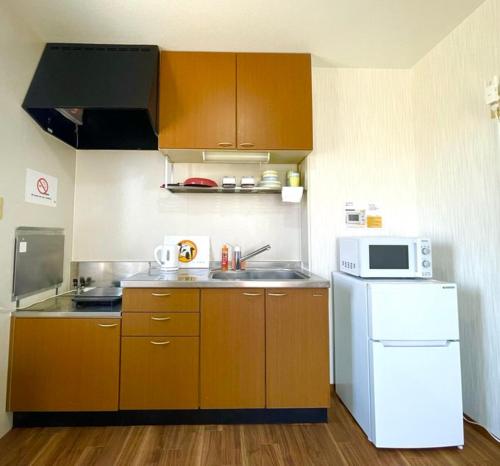 Köök või kööginurk majutusasutuses ゲストハウスＥｎ
