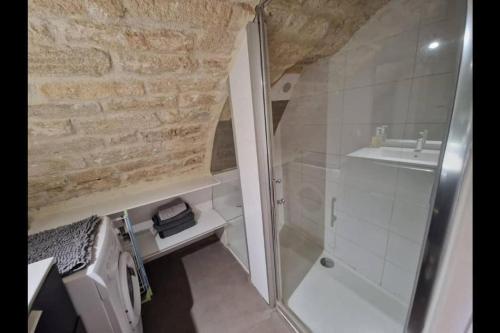 une salle de bain avec douche et lavabo dans l'établissement Superbe Appartement Rénové - Centre Historique, à Montpellier