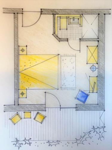 a drawing of a floor plan of a house at Landhaus Almdorf in Sankt Johann in Tirol