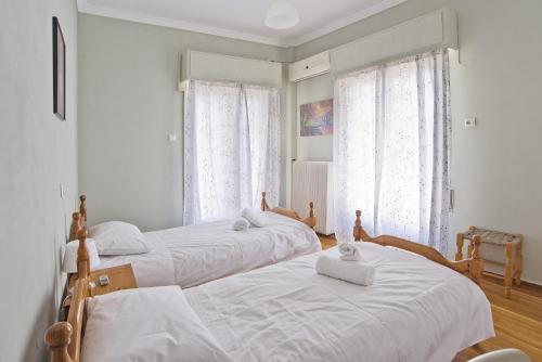 - une chambre avec 2 lits et 2 fenêtres dans l'établissement Andromaxi near SNFCC, à Athènes