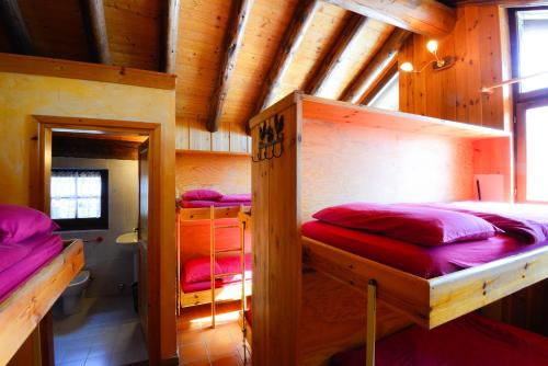 Un pat sau paturi într-o cameră la Rifugio Vieux Crest