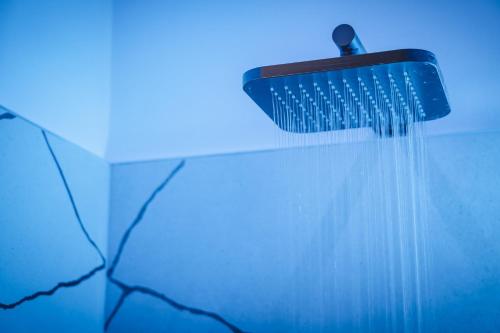 a shower with a blue light on top of it at Il Sogno in Avio
