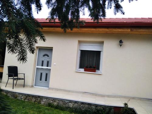 a white house with a window and a door at EszE Vendégszoba in Tata