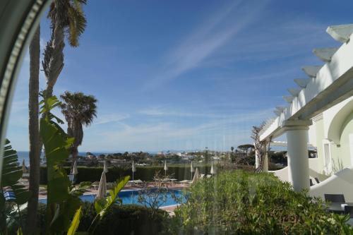 a view of a resort with a pool and palm trees at Hotel Albatros in Ischia