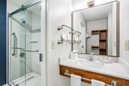 a bathroom with a sink and a mirror at Fairfield Inn & Suites Indianapolis Northwest in Indianapolis