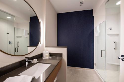 y baño con lavabo y espejo. en Fairfield Inn & Suites by Marriott Dayton North en Murlin Heights
