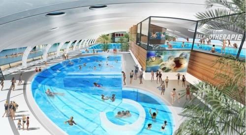 a rendering of a swimming pool in a mall at Bel Appart Alfortville -Quai Seine - 5mn de Paris in Alfortville