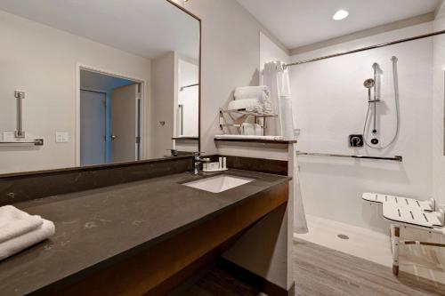 a bathroom with a sink and a mirror at Fairfield by Marriott Inn & Suites St. Paul Eagan in Eagan
