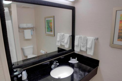 baño con lavabo y espejo grande en Fairfield Inn & Suites by Marriott Mobile Daphne/Eastern Shore, en Spanish Fort
