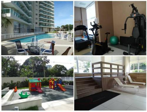 un collage de fotos de un apartamento con piscina en Residence Inn By Rio Stay, en Río de Janeiro