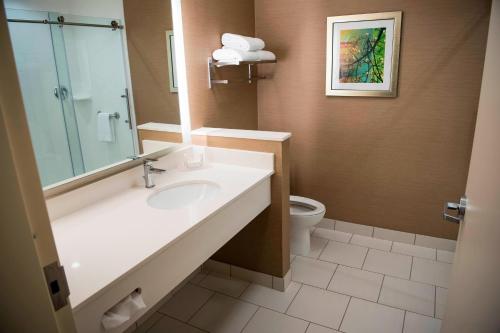 uma casa de banho com um lavatório e um WC em Fairfield Inn & Suites by Marriott Cincinnati Uptown/University Area em Cincinnati