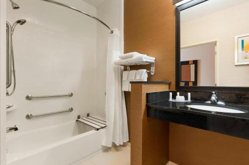 a bathroom with a tub and a sink and a shower at Fairfield Inn & Suites Saginaw in Saginaw