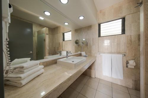 Koupelna v ubytování Hotel Malibu