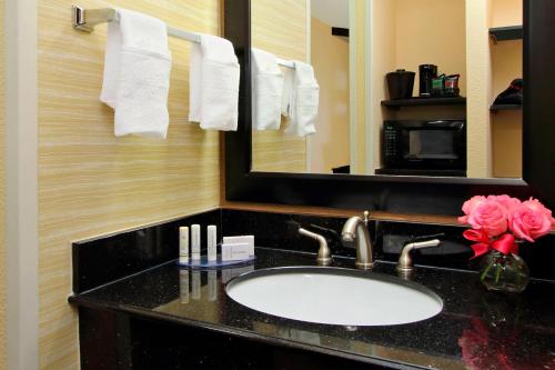a bathroom with a sink and a mirror at Fairfield Inn & Suites Colorado Springs South in Colorado Springs