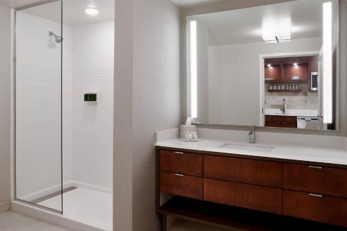 een badkamer met een wastafel en een douche bij TownePlace Suites by Marriott Orlando Downtown in Orlando
